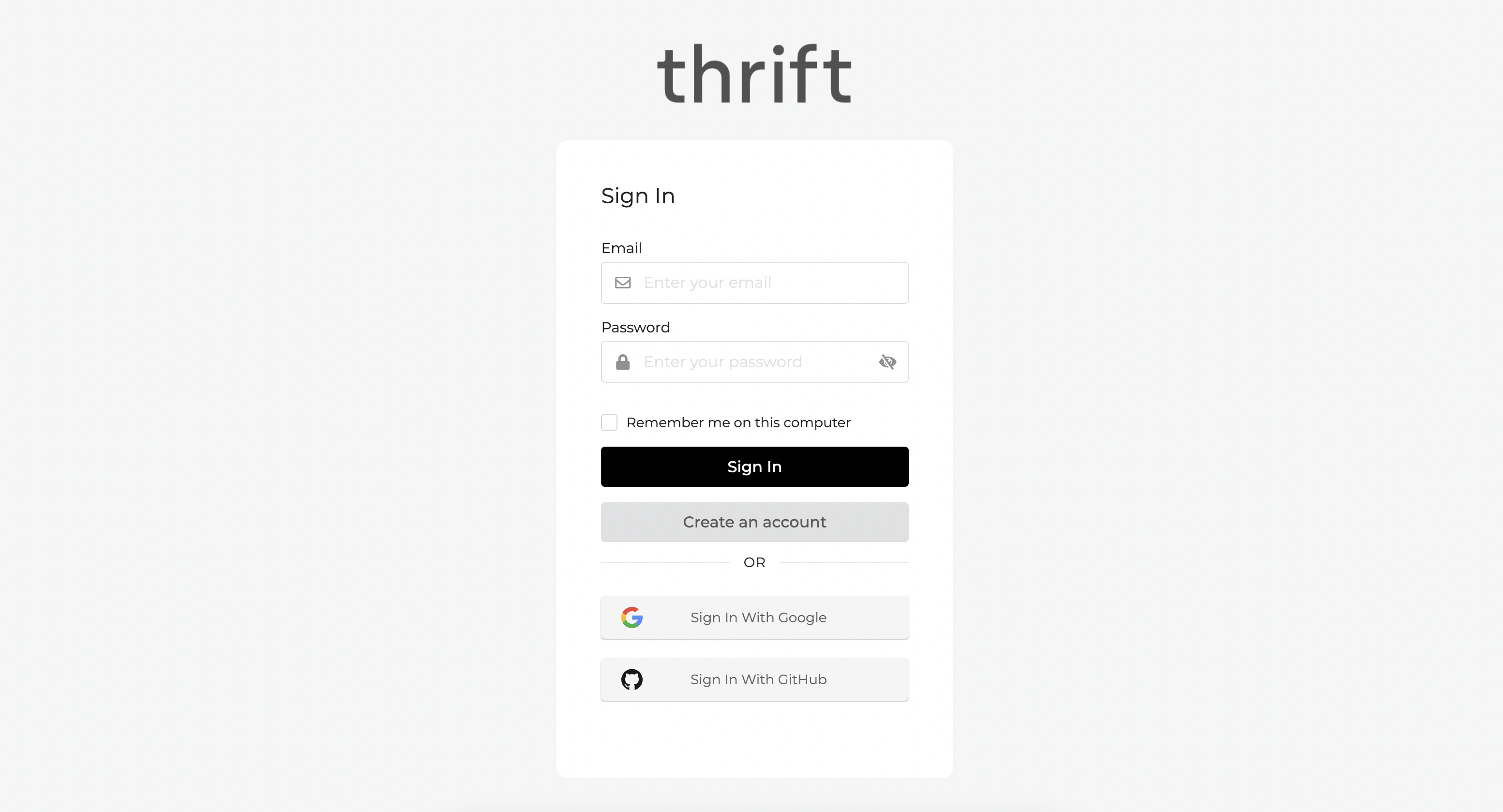 Thrift custom branded login page using the Asgardeo's new branding feature.